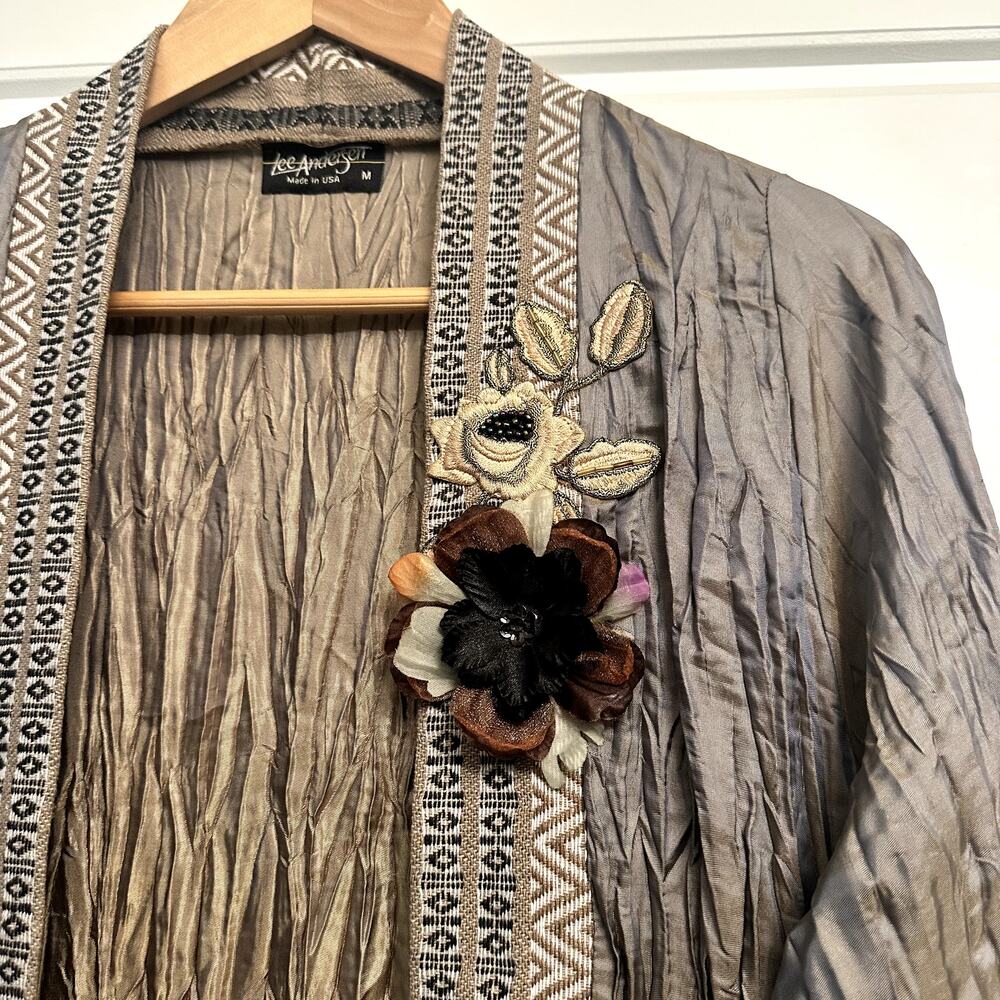 Vintage Lee Anderson Boho Open Front Cardigan Sz M - Picture 2 of 6
